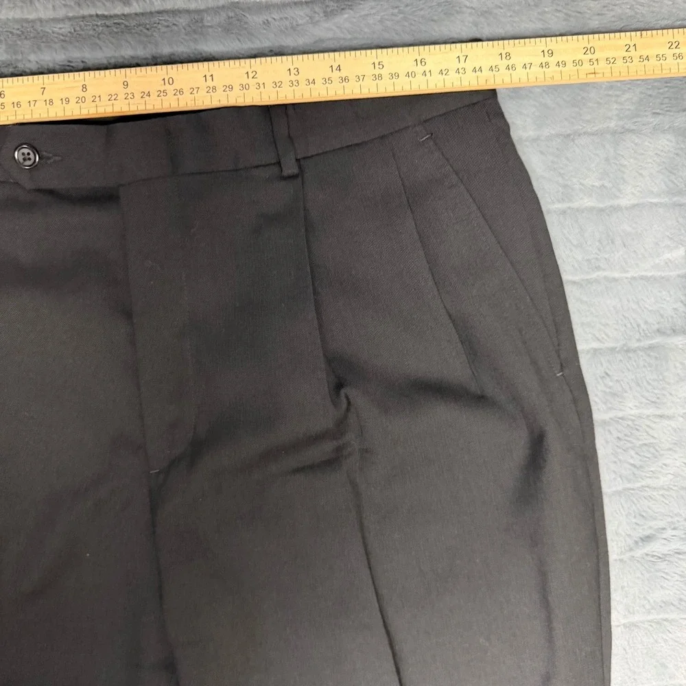 Stafford Mens Black Worsted Wool Pleated Cuffed Dress Pants 36x27 12-PP450S 89